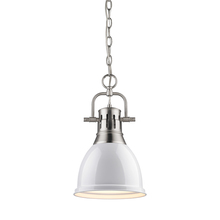  3602-S PW-WH - Duncan Small Pendant with Chain in Pewter with a White Shade